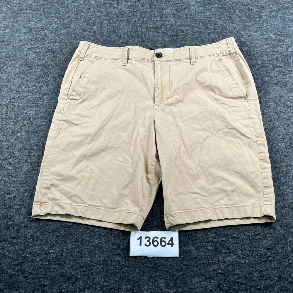Hollister California Chino Shorts Mens 36 Beige Flat Front 9" Epic Flex Outdoor